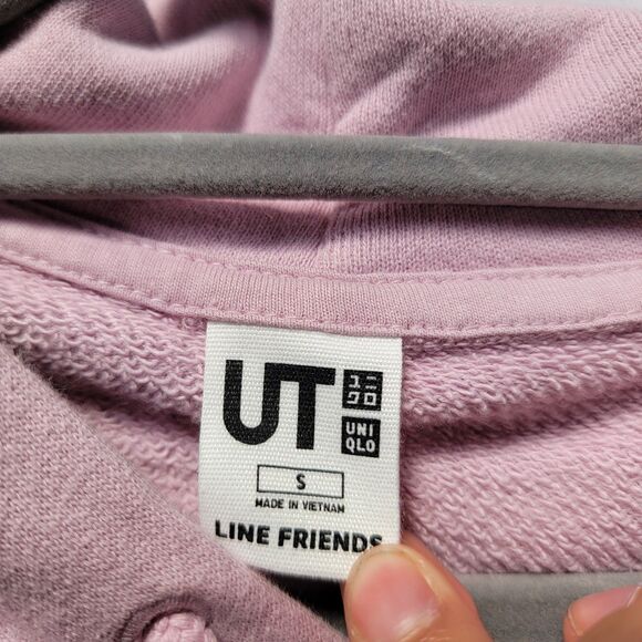 Line Friends Pink 100% Cotton Sweat Pullover Hoodie Kangaroo Pocket Size S - Picture 4 of 9